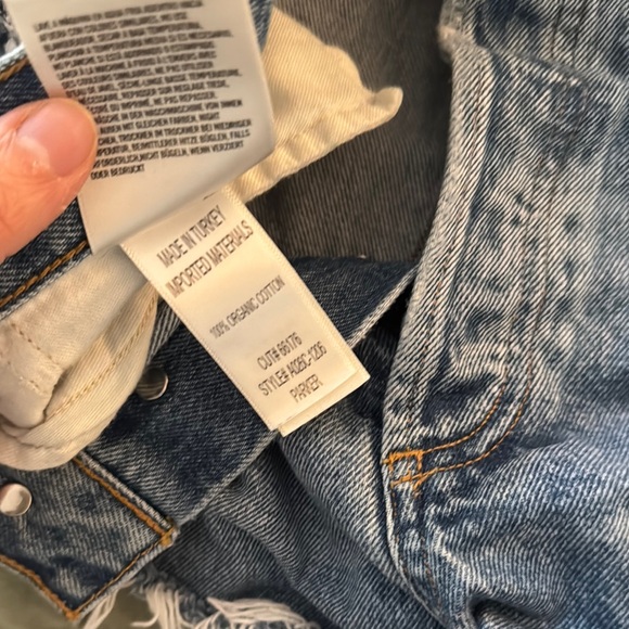 Agolde Ripped Blue Denim Shorts - Picture 3 of 4